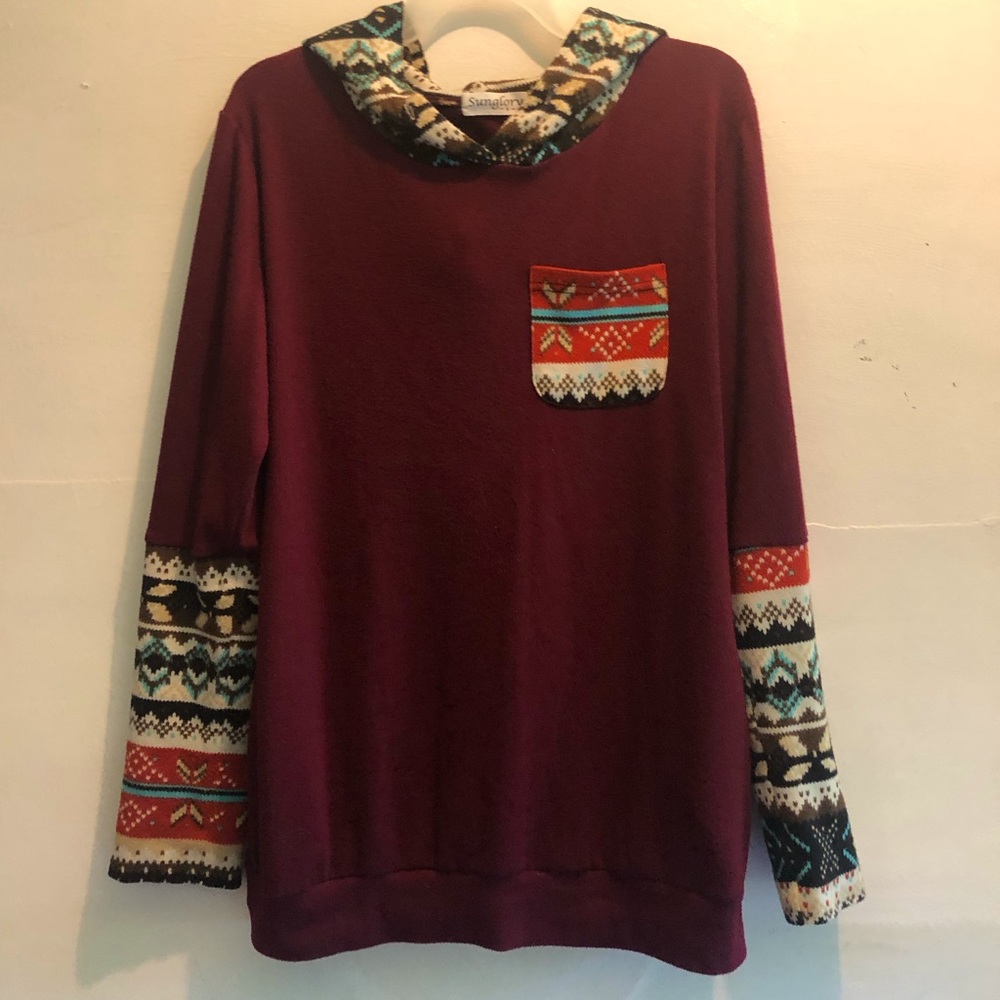 western dark red sweatshirt